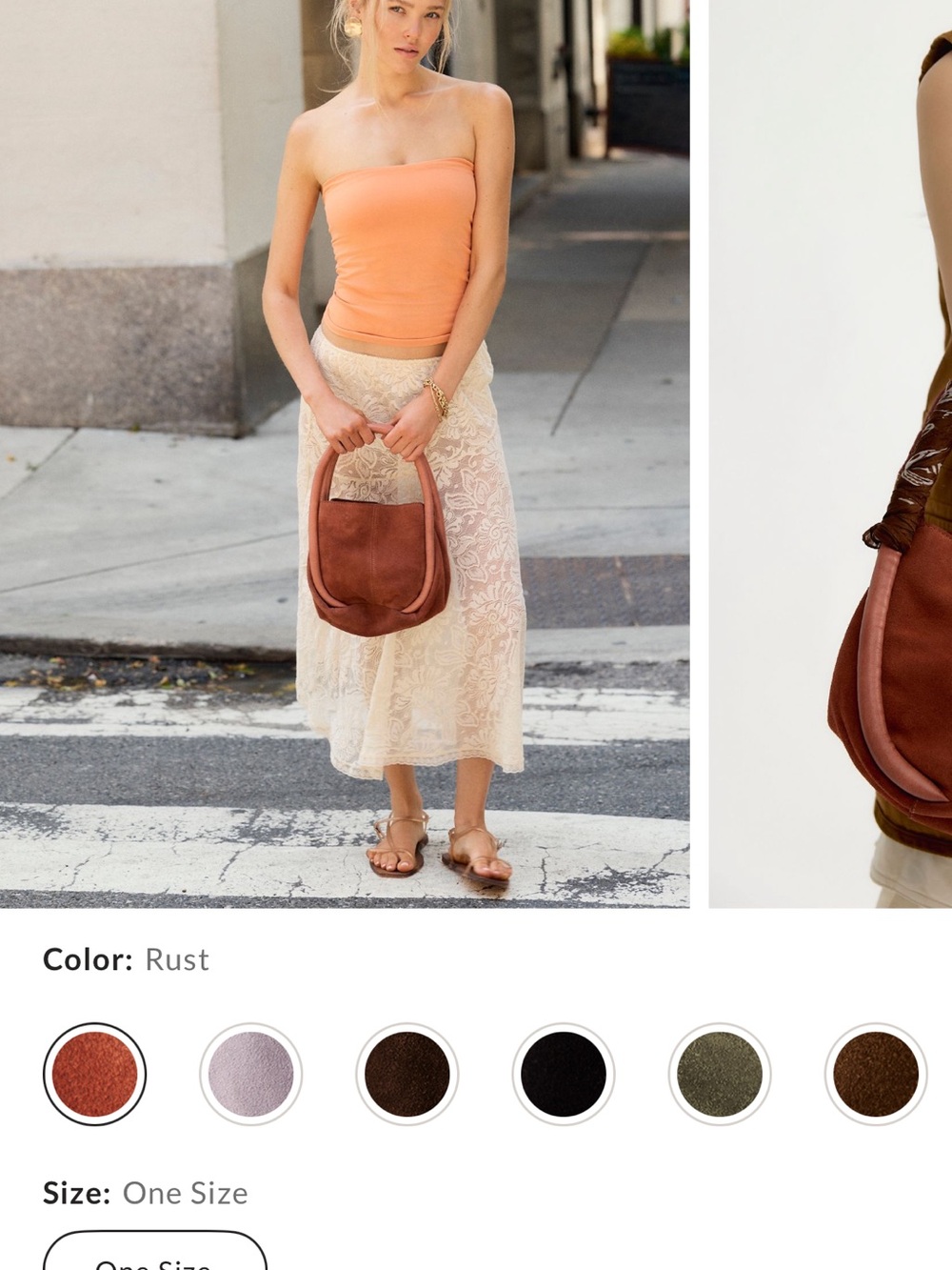 Free People Barlow Suede Bucket Bag in Rust color - Picture 2 of 11